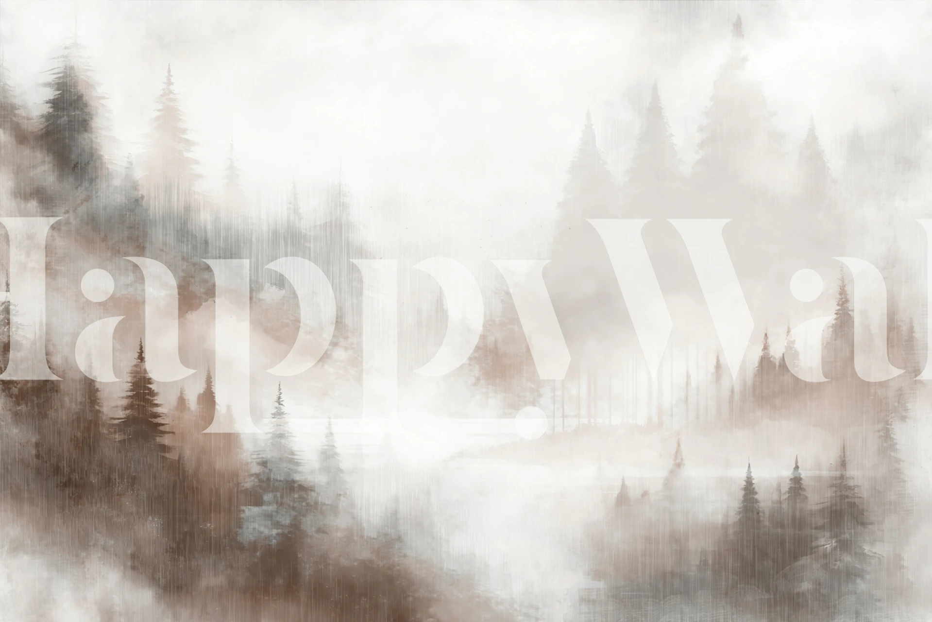 Rustic mountain landscape with soft gray and brown tones wallpaper