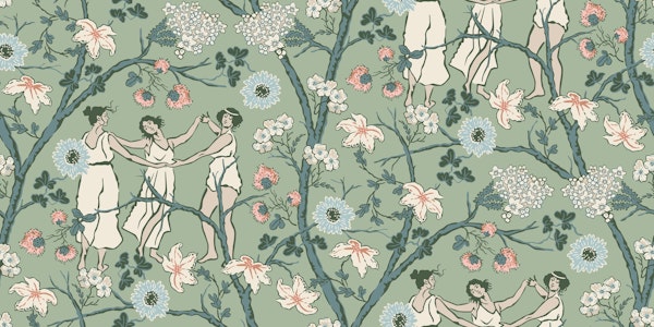 Midsummer dance on green - blue and pink