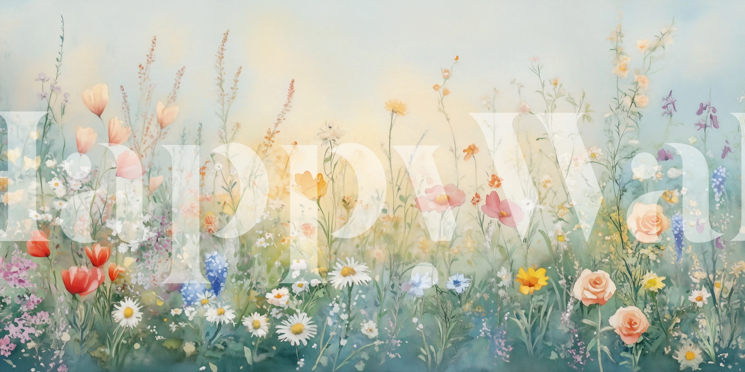 Blomster tapet i et lyst rom