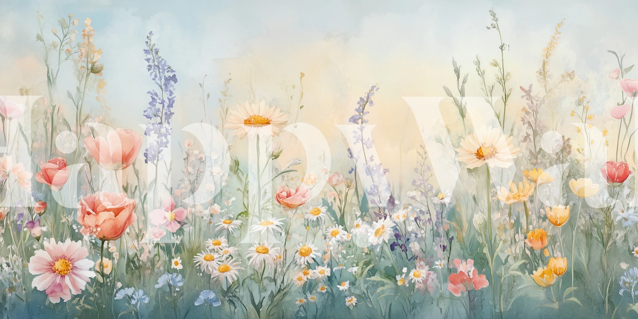 Wildflower Meadow Dream Tapete in einem Raum