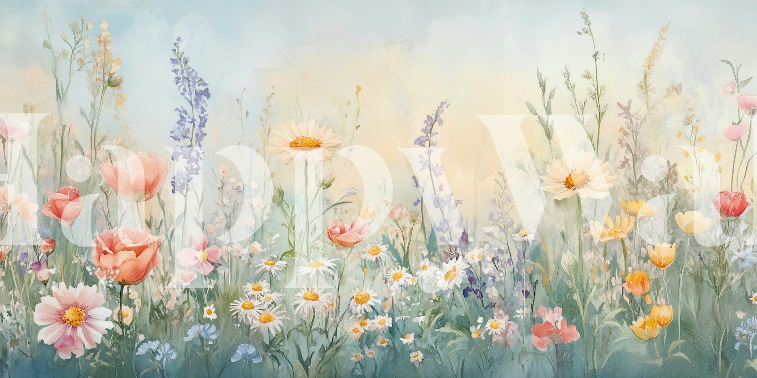 Wildflower Meadow Dream Tapete in einem Raum