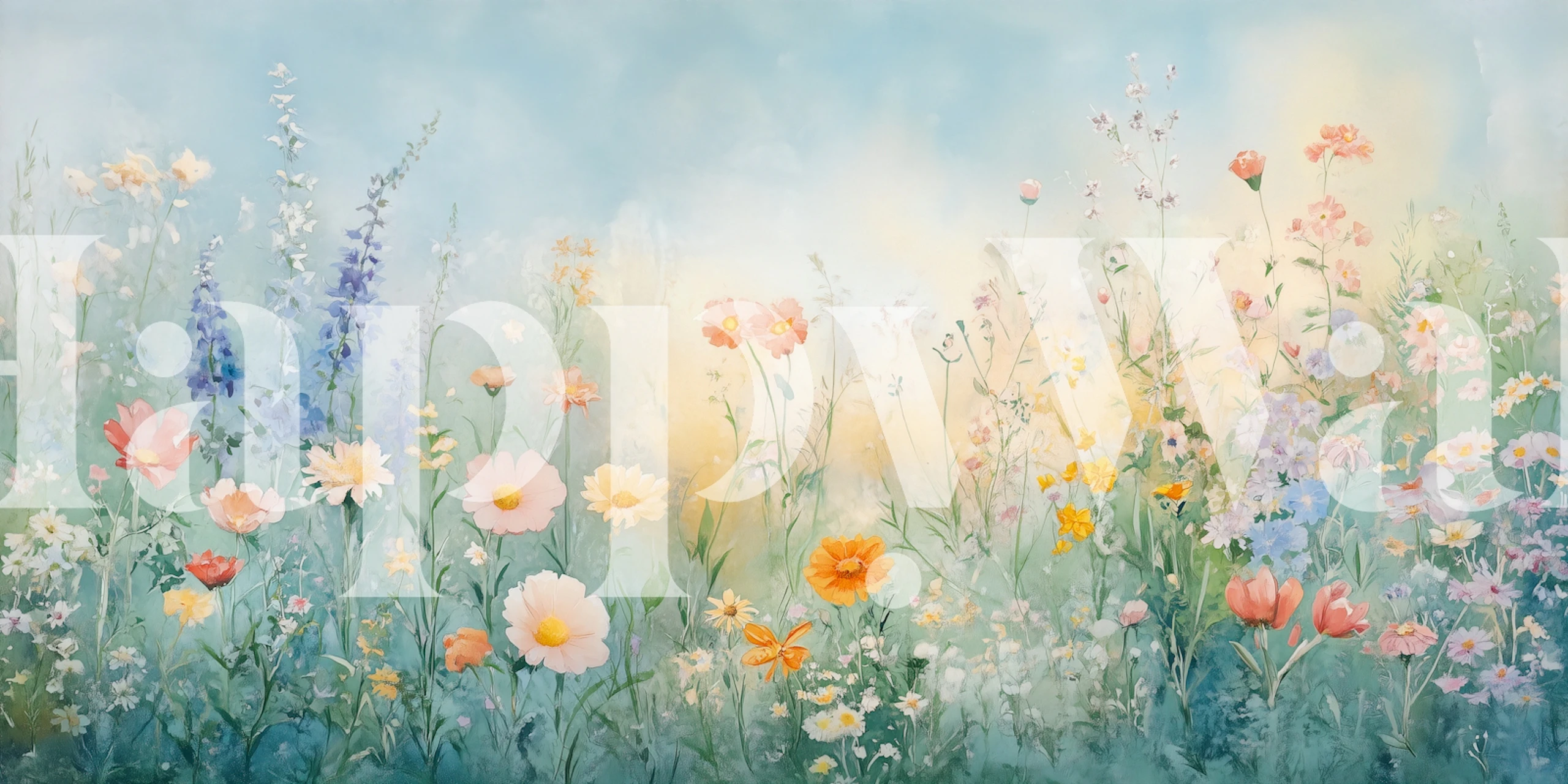 Watercolor Wildflower Serenity wallpaper in a room