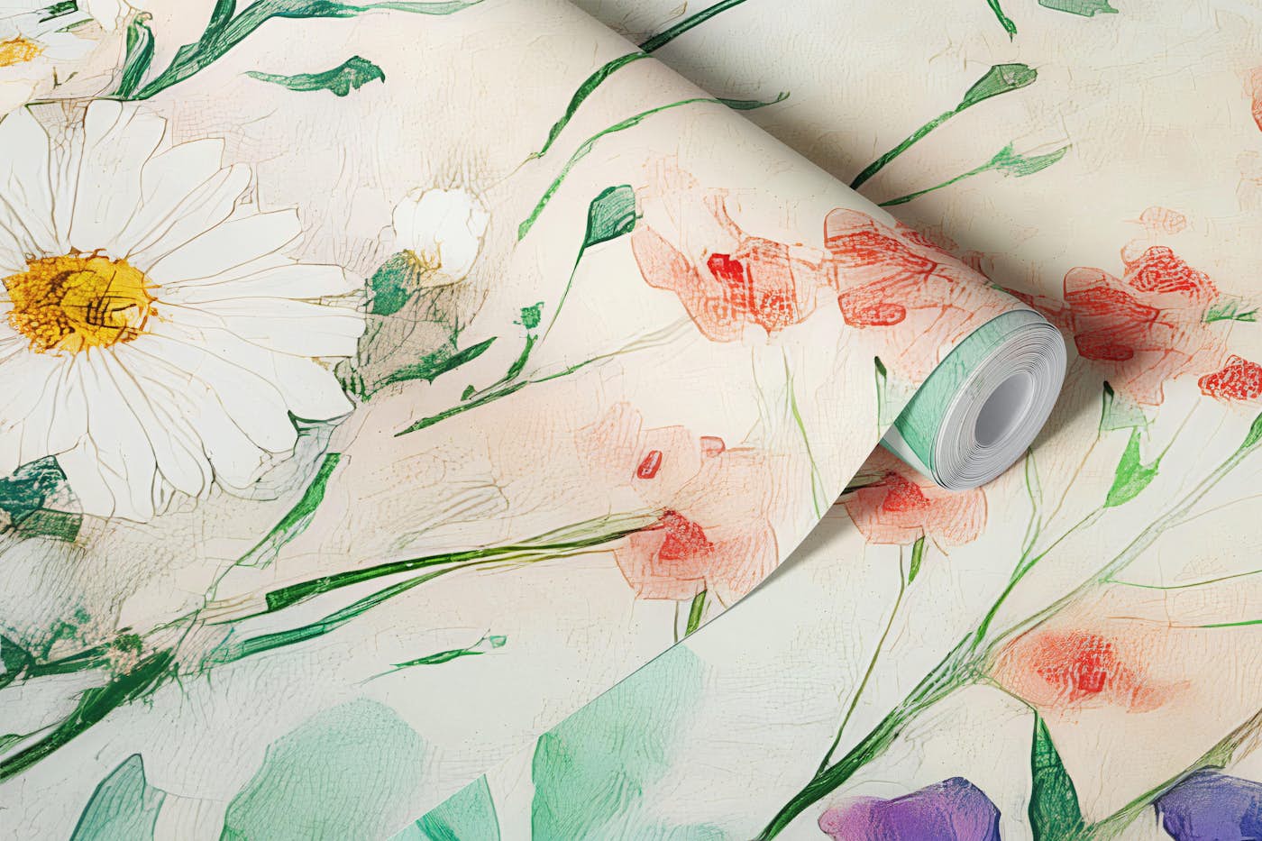 Watercolor Vibrant Garden Escape wallpaper roll