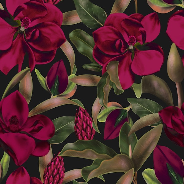 Velvet Magnolias Dark Granate