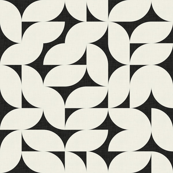 Mid Mod Geo Leaves - Light on Black WM