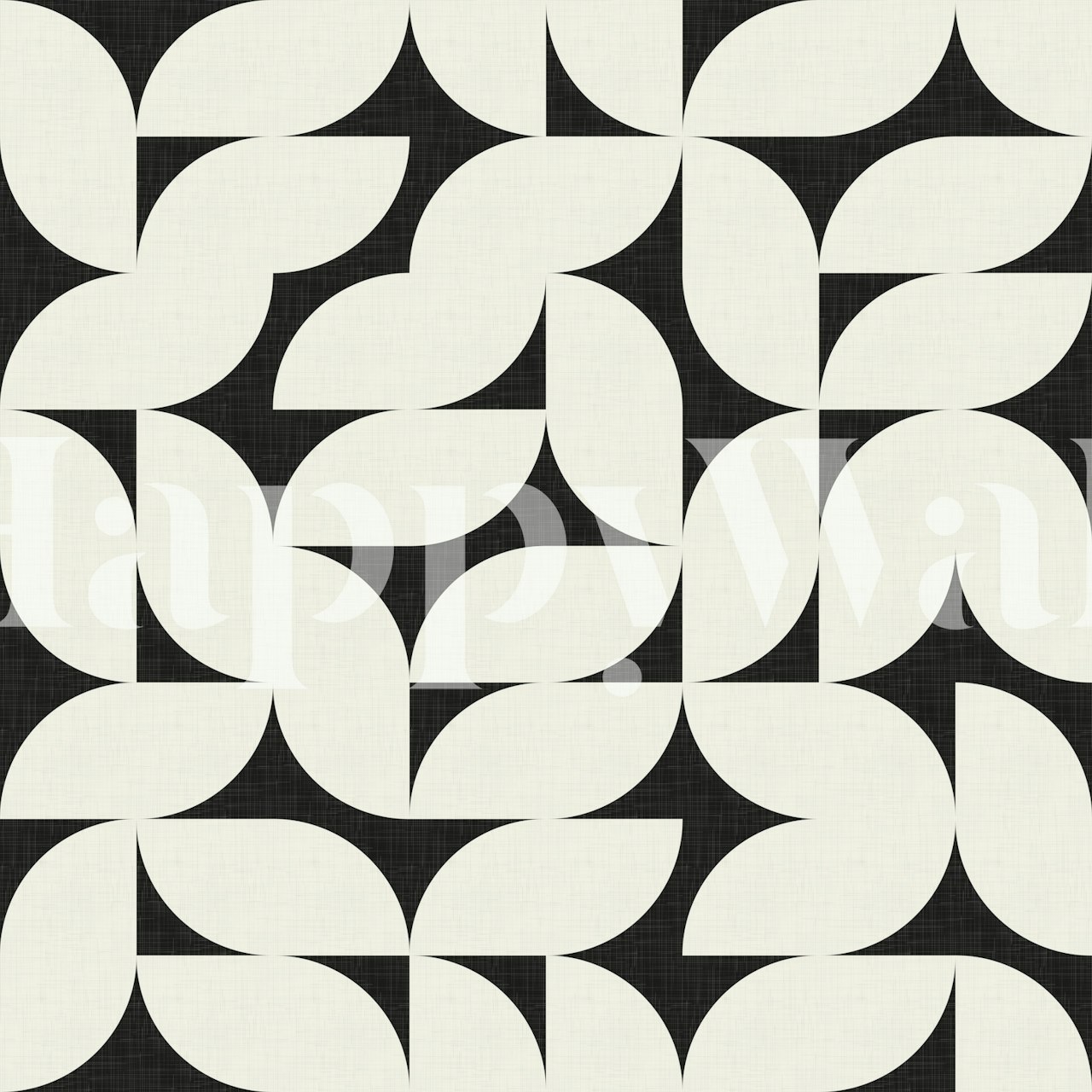 Geometric leaf pattern in black and white wallpaper