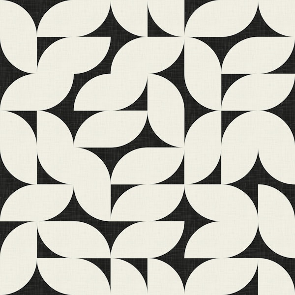 Mid Mod Geo Leaves - Light on Black WP