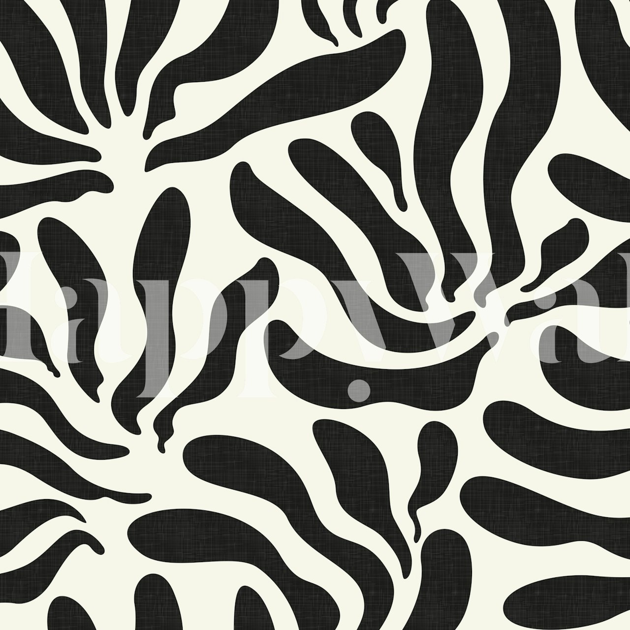 Flowing Modern Leaves in Black and White WM en una habitación