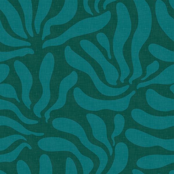 Flowing Modern Leaves Teal Lagoon WP