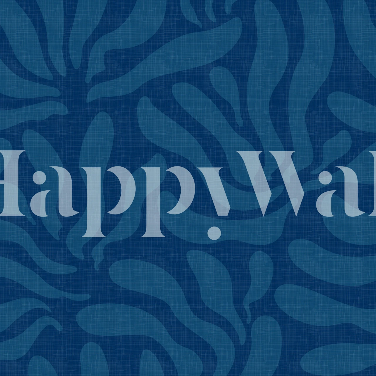 Ocean blue leaves pattern wallpaper, modern botanical design, wave-like shapes