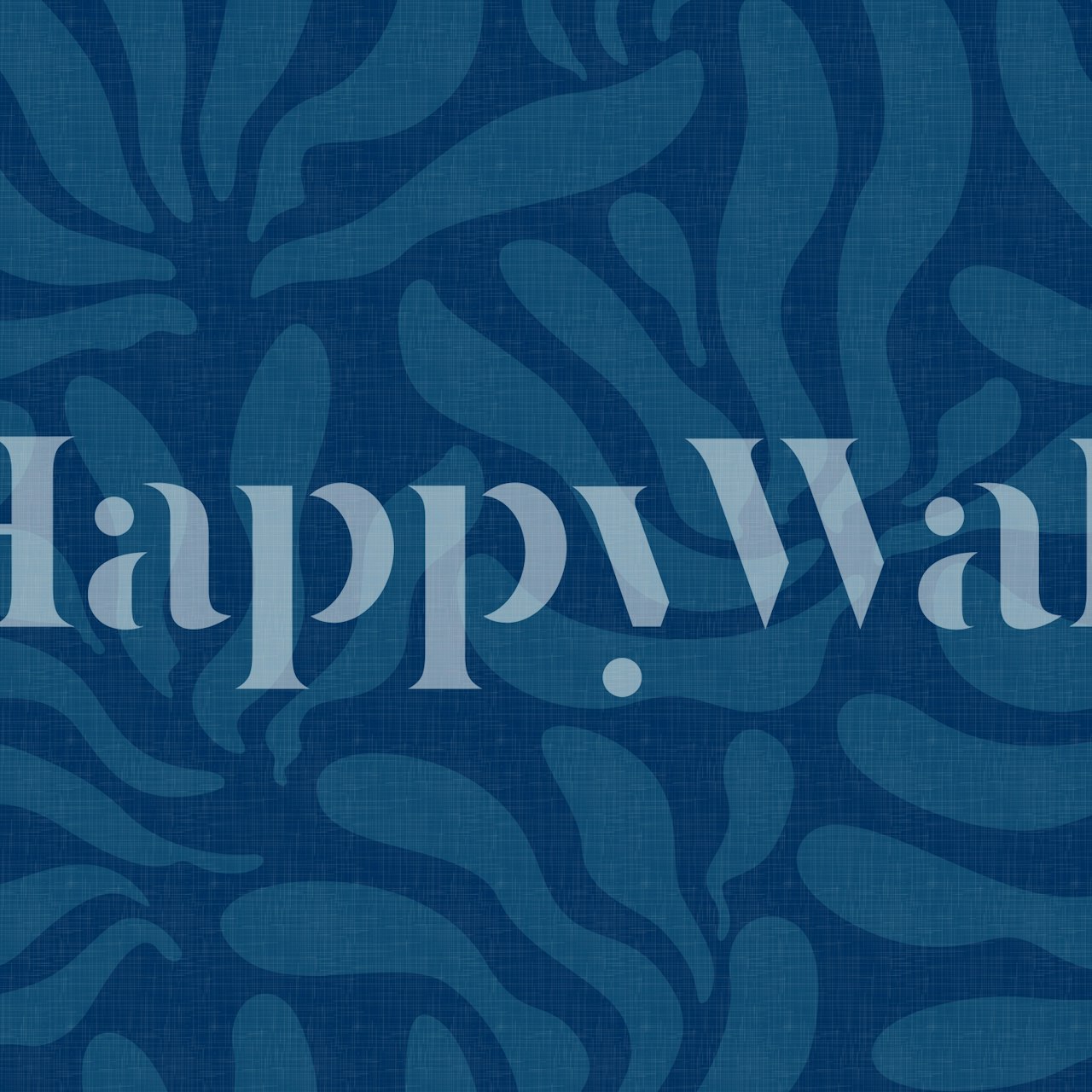 Flowing leaf patterns in ocean blue tones wallpaper