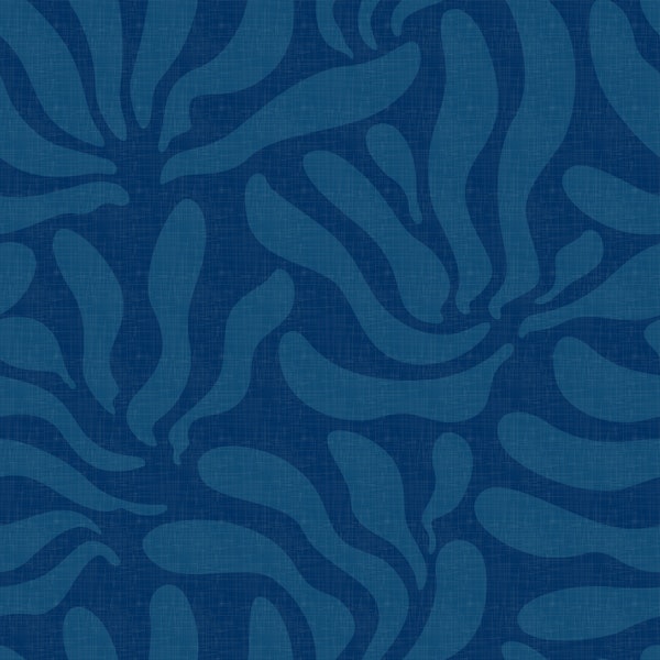 Flowing Modern Leaves Ocean Blue WP