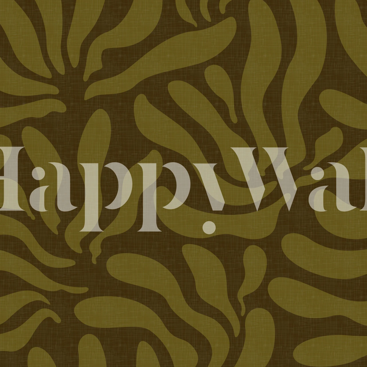 Abstract flowing leaves pattern in khaki color wallpaper