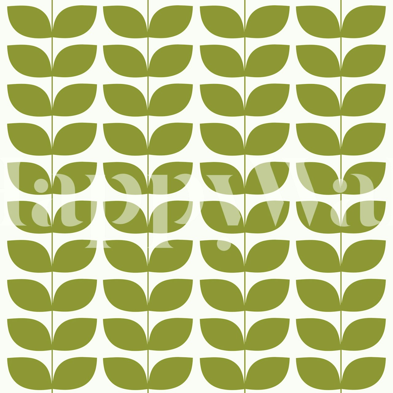 Danish Pattern Green papel pintado en una habitación