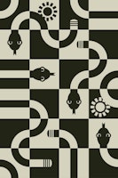 Year of the Snake Mod Geometric Black White ταπετσαρία