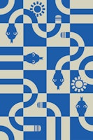 Year of the Snake Mod Geometric Royal Blue ταπετσαρία