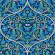 Parrots and bees - block print ogees, blue