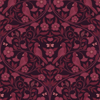 Parrot and Bee - maroon blockprint ogees ταπετσαρία