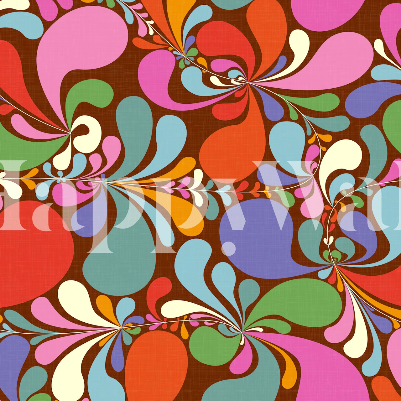 Groovy Folk Flowers wallpaper huoneessa