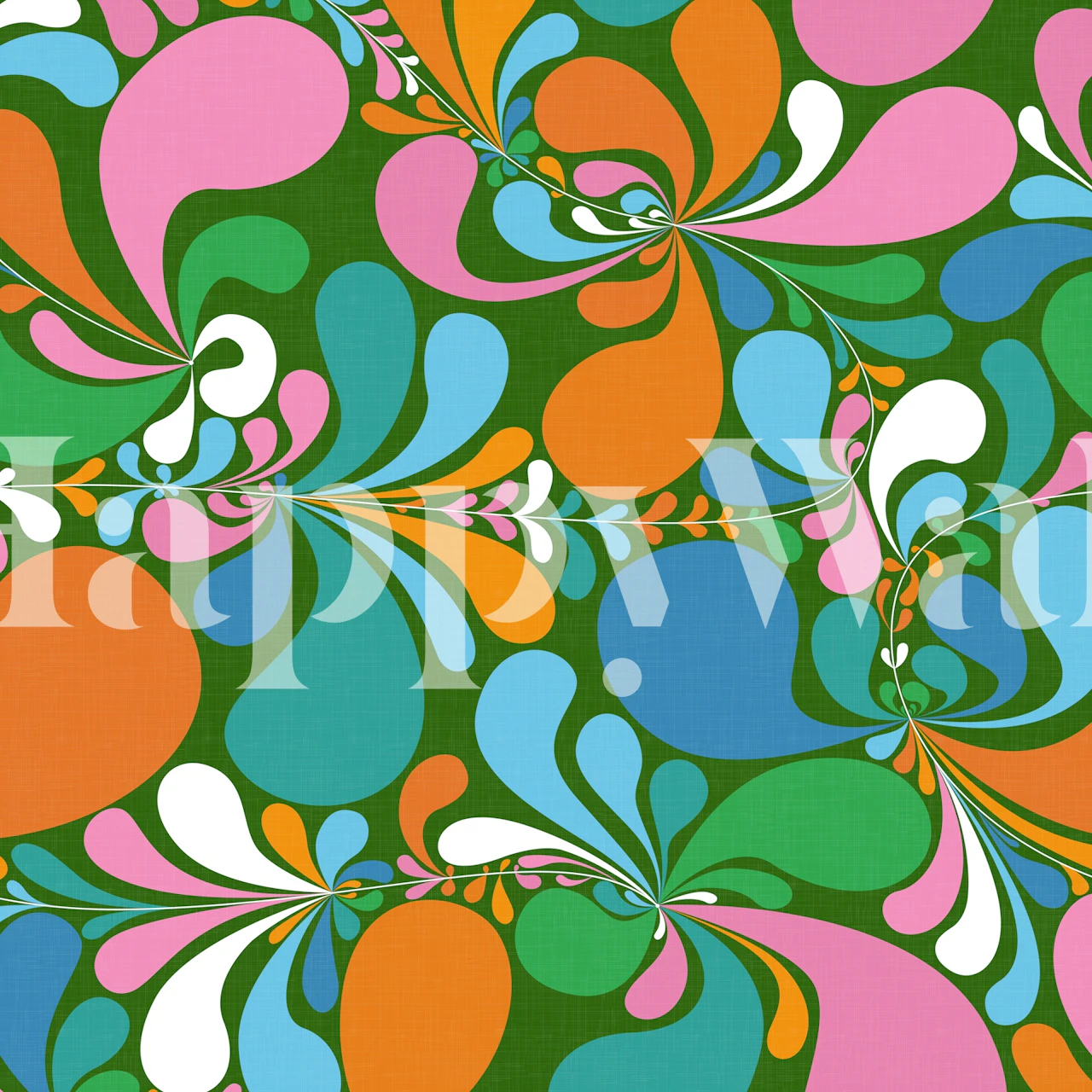 Groovy Folk Flowers wallpaper w pokoju