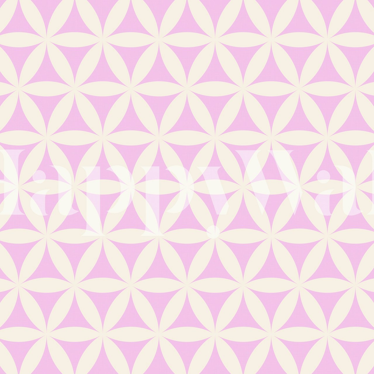 Geometric flower pattern in pink and cream wallpaper