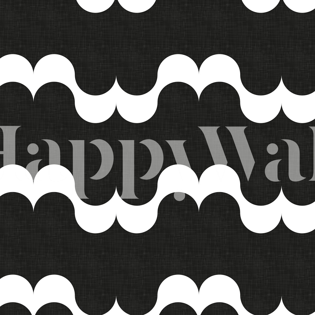 Black and white geometric pattern wallpaper with wavy lines