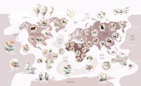 Rosy Wildlife World Map papiers peint