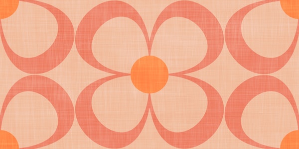Blush Pink Floral Retro Flowers Abstract Wall