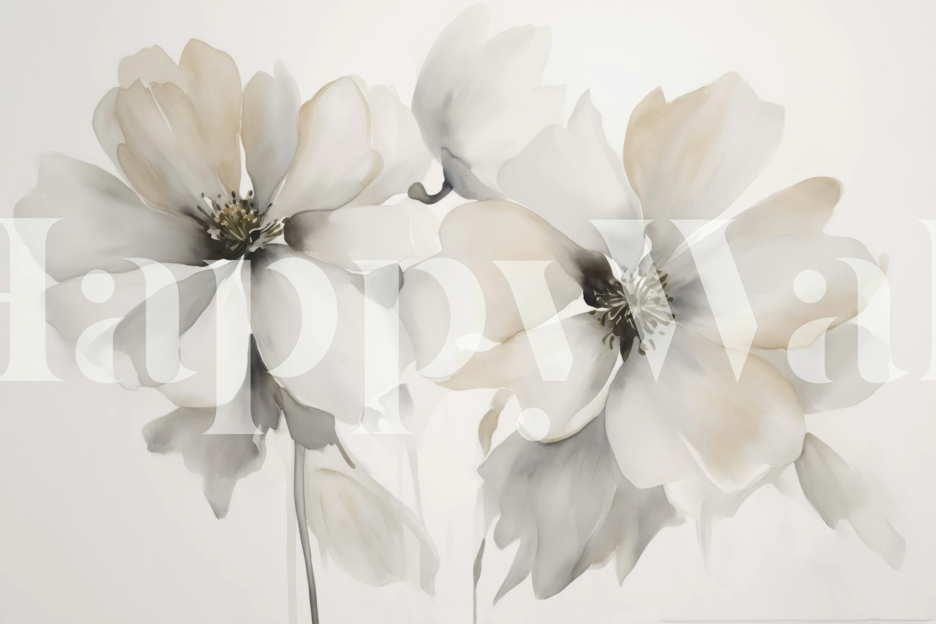 Graceful Ivory Bloom wallpaper in a room