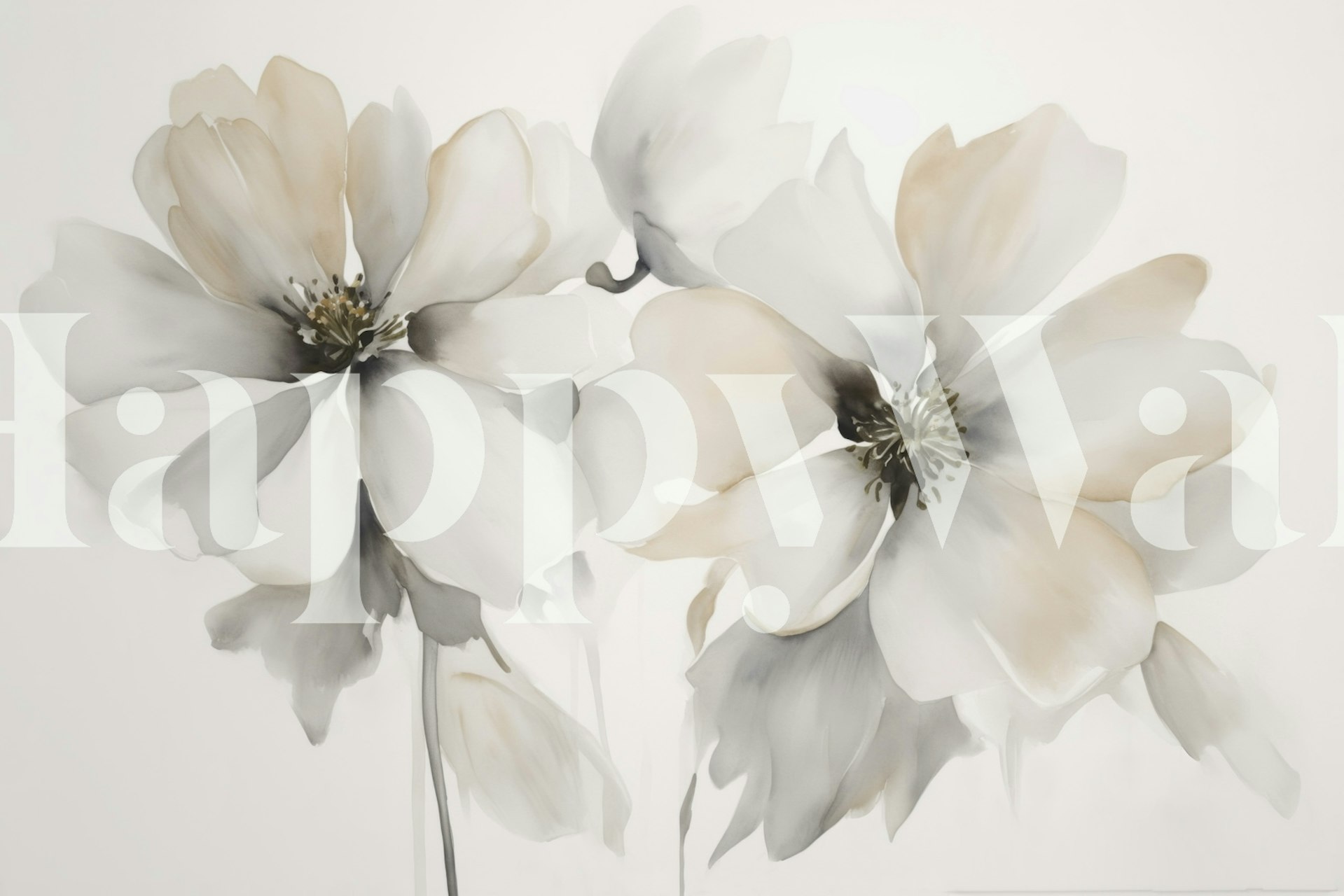 Papel de parede Graceful Ivory Bloom em um quarto