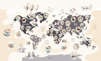 Chic Wildlife World Map papiers peint
