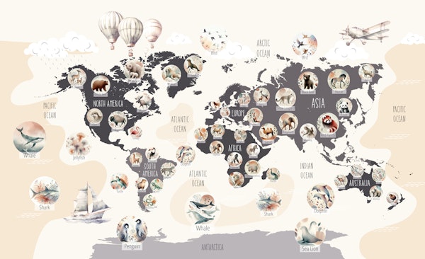 Chic Wildlife World Map