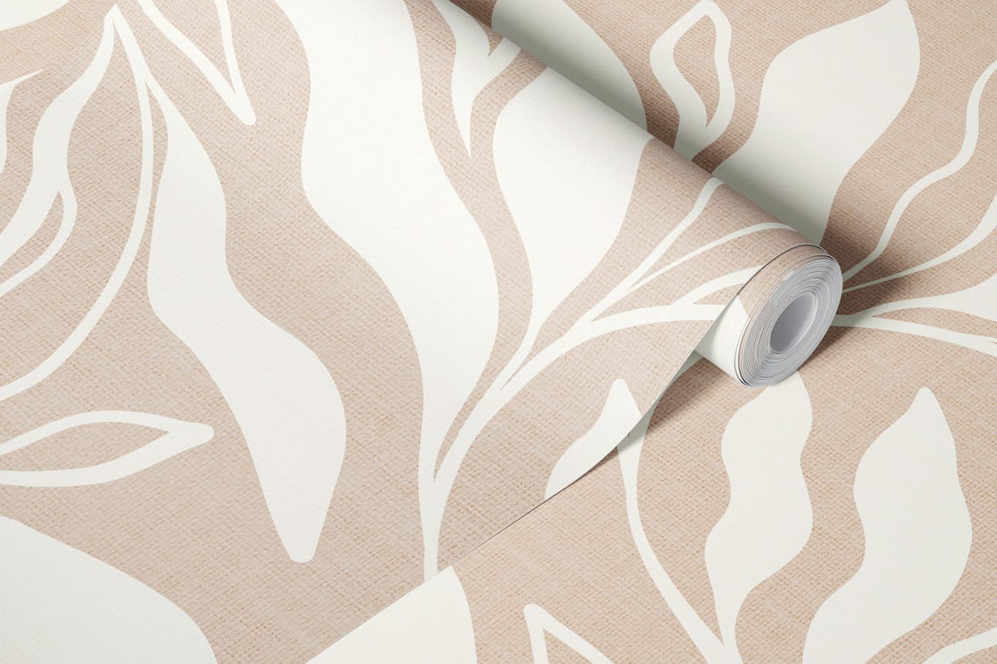Botanical Flow beige & Mocha Mousse wallpaper roll