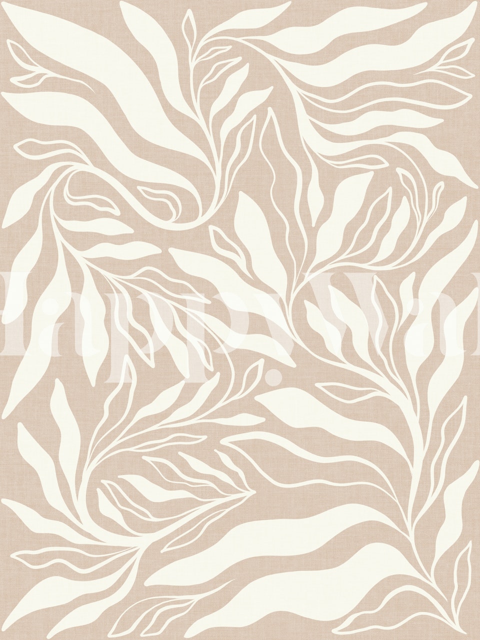 Botanical flow beige and white leaf pattern wallpaper