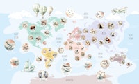 Pastel Wildlife World Map papiers peint