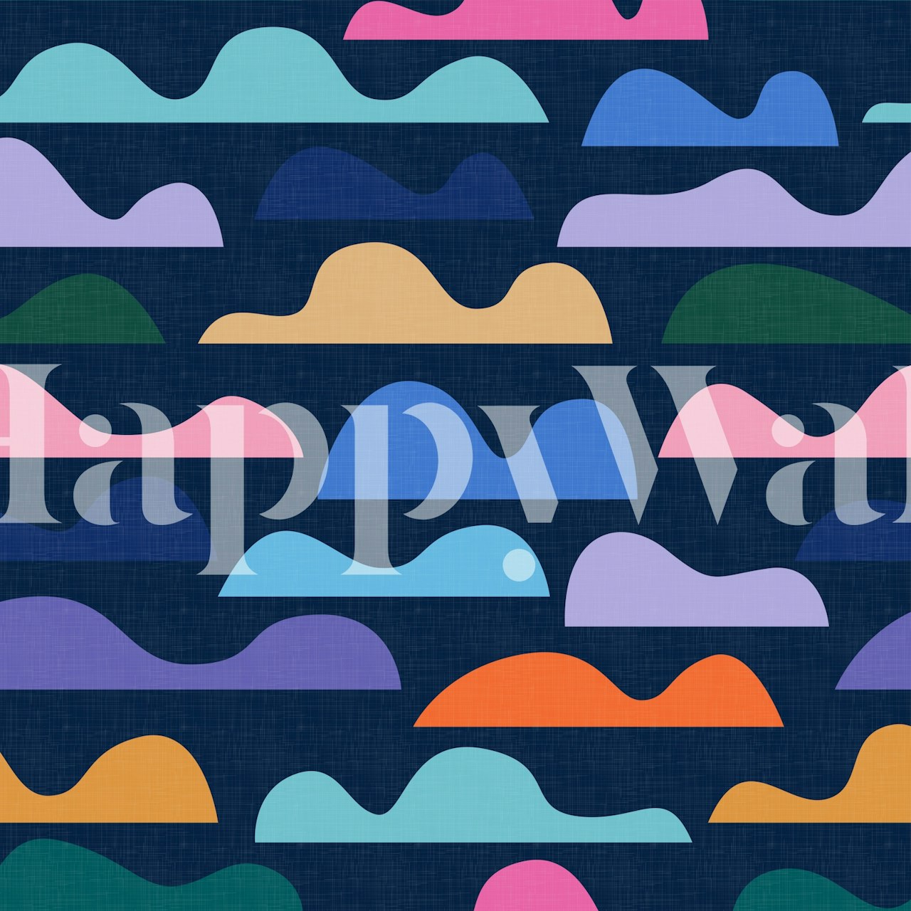 Forme giocose carta da parati paesaggio moderno in una stanza