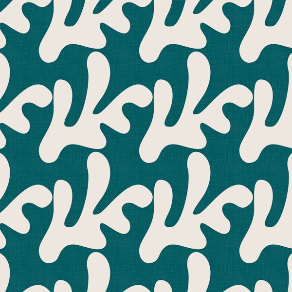 Retro Tropical Simple Leaves D. Turquoise WM