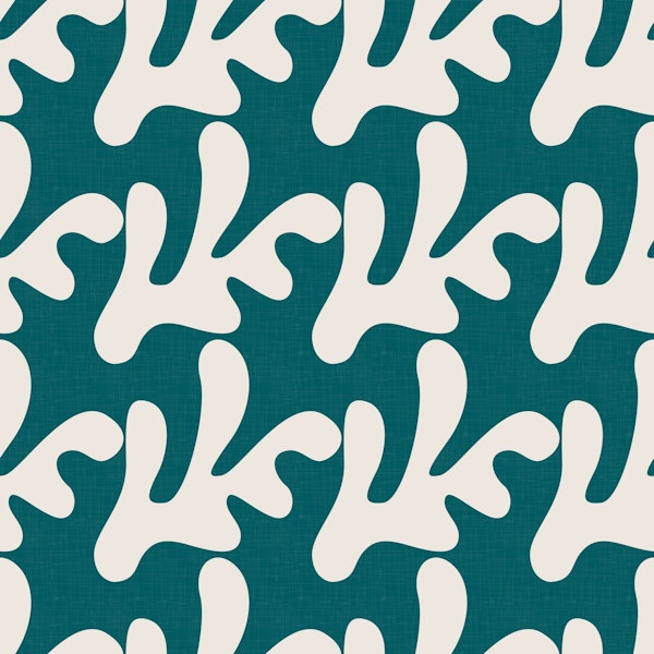 Retro Tropical Simple Leaves D. Turquoise WP