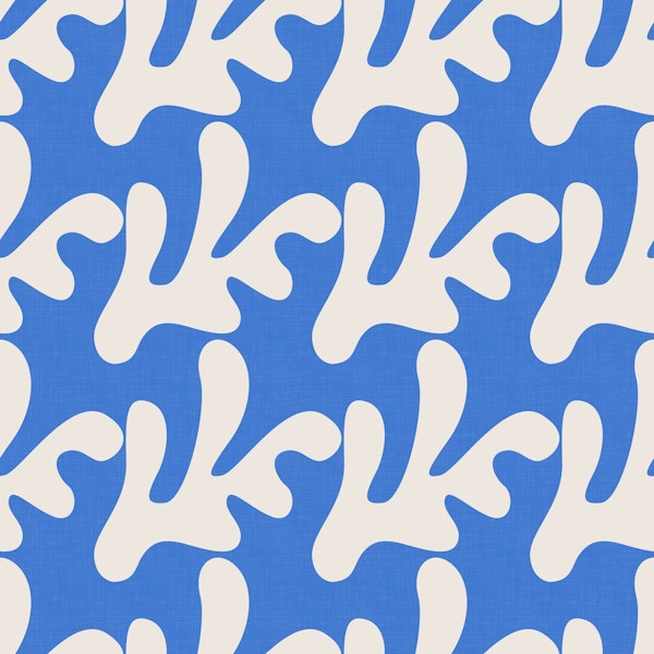 Retro Tropical Simple Leaves Azure Blue WP