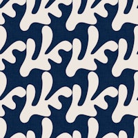 Retro Tropical Simple Leaves Ocean Blue WP behang