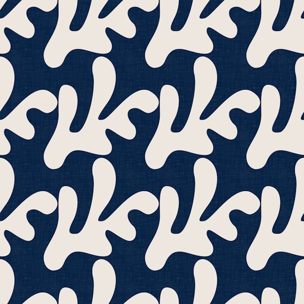 Retro Tropical Simple Leaves Ocean Blue WP