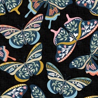 Bohemian Butterflies Colorful on Dark WM behang