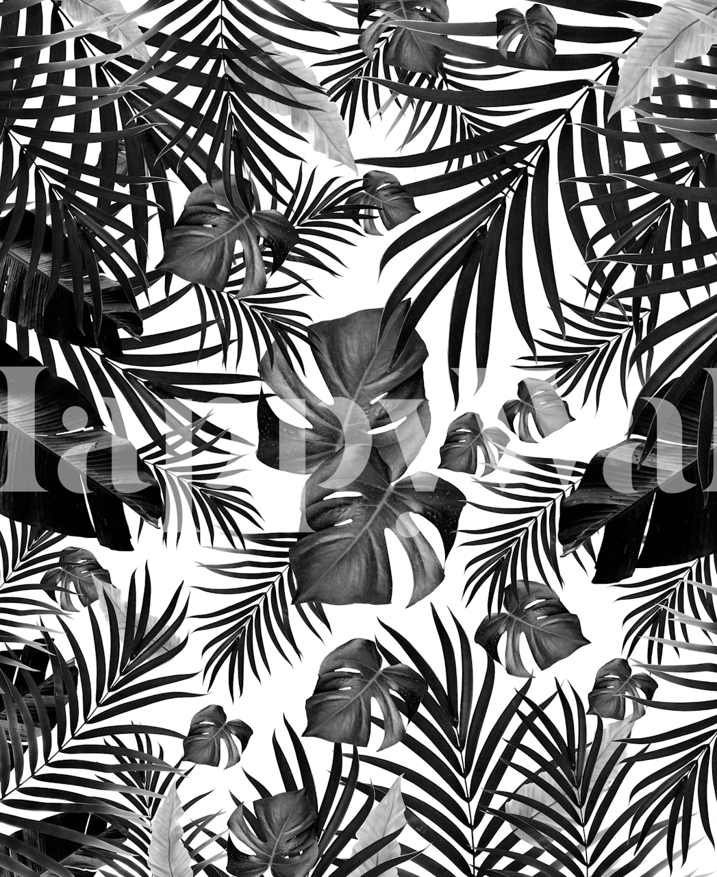 Tropical Jungle Leaves wallpaper in a room setting