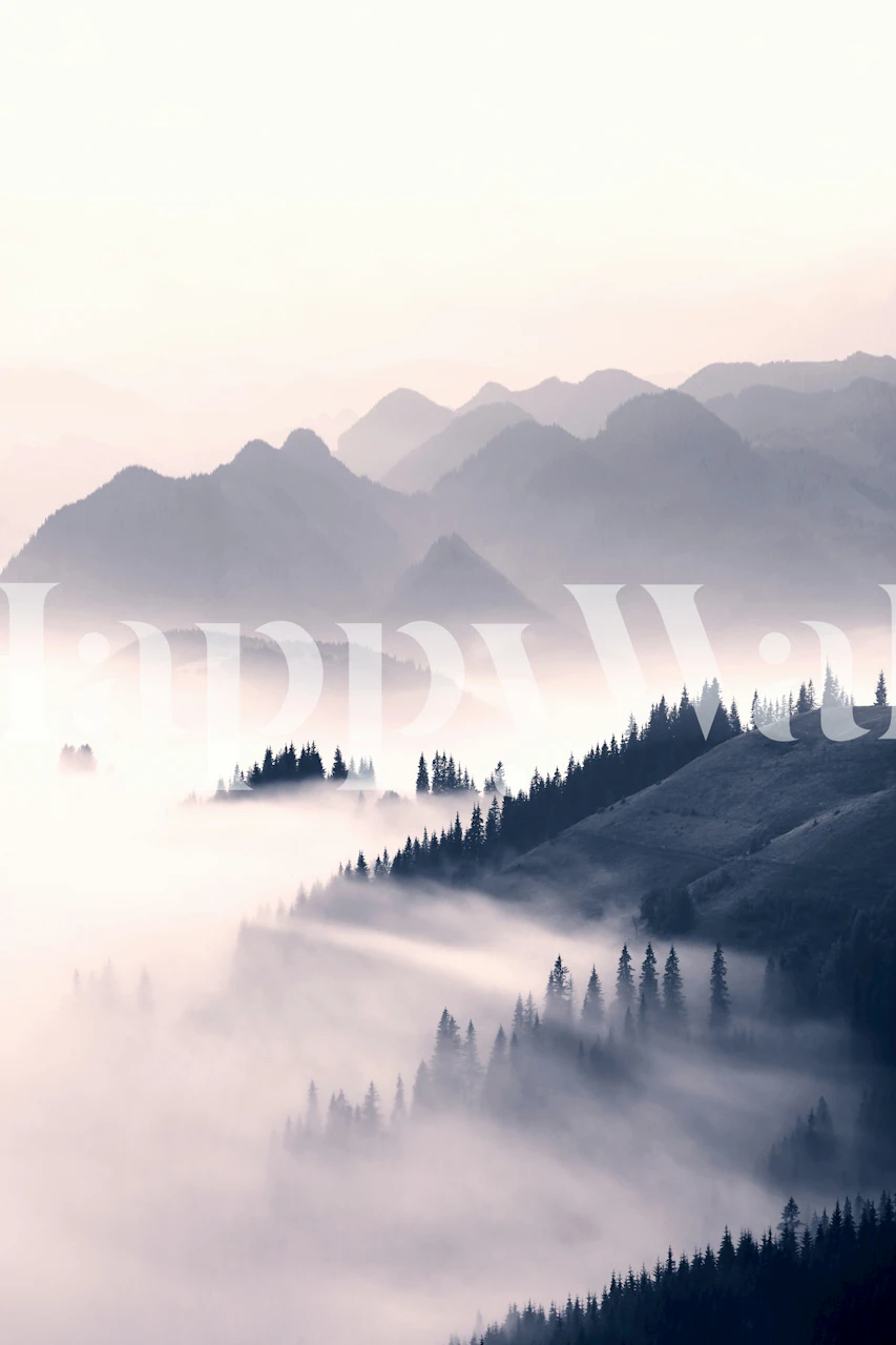 Morning Mountain Sun tapet i et rum