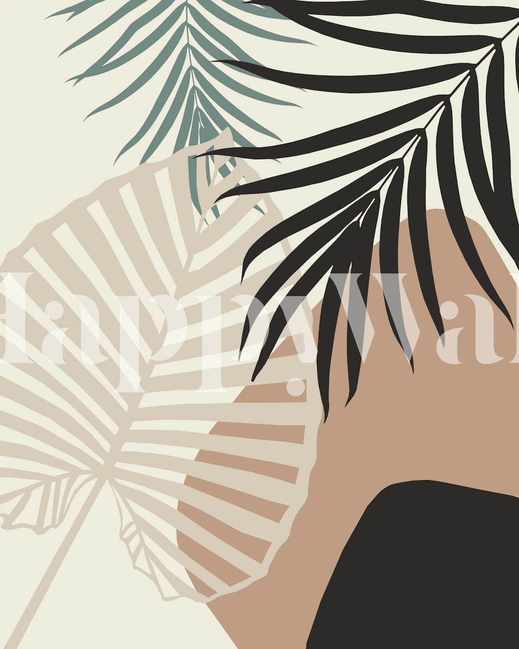 Minimal Tropical Palm Leaf wallpaper in a room
