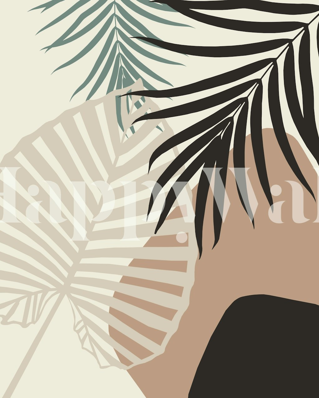 Tapeta Minimal Tropical Palm Leaf v pokoji