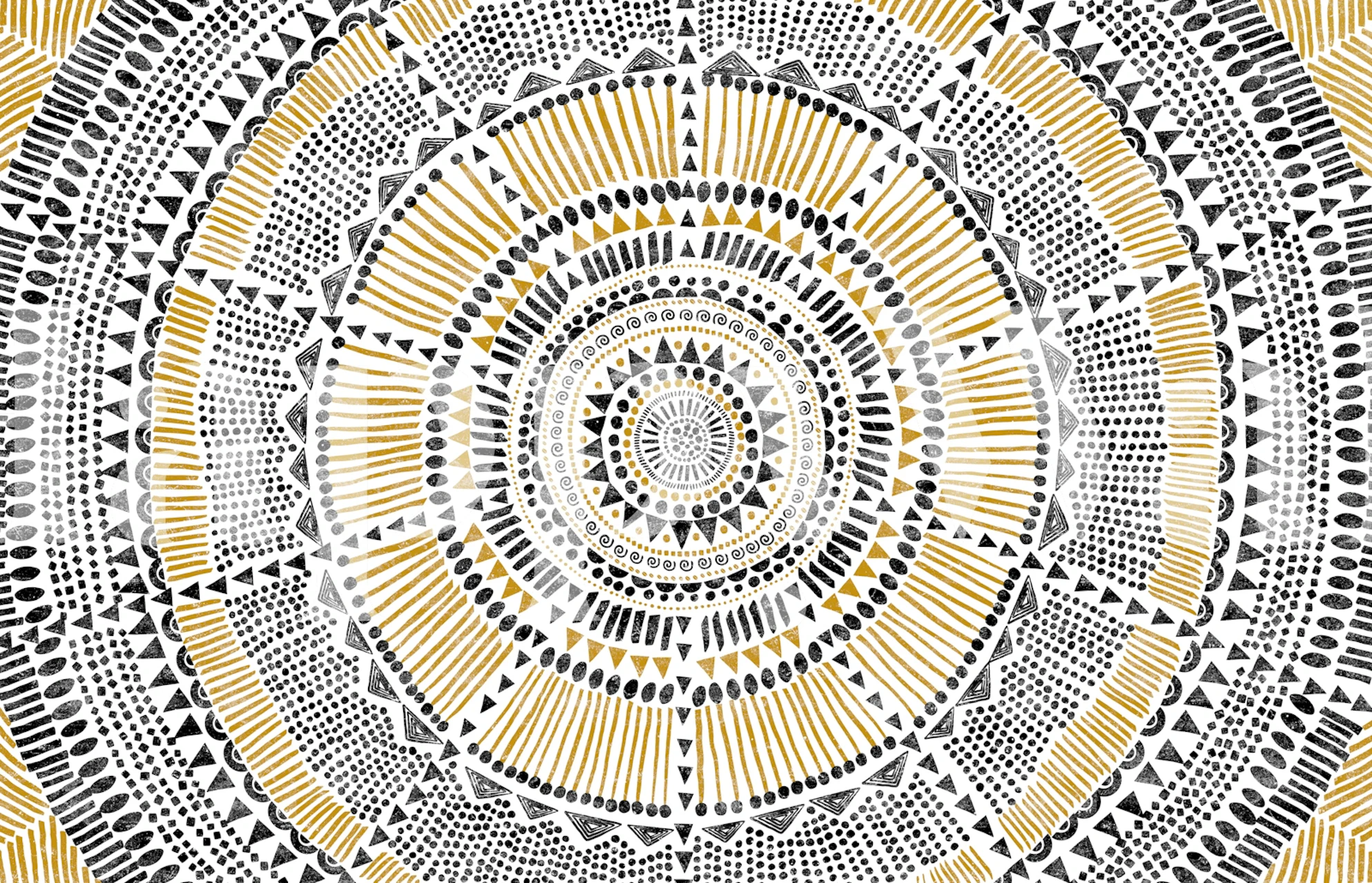 Black and gold tribal pattern circular design wallpaper