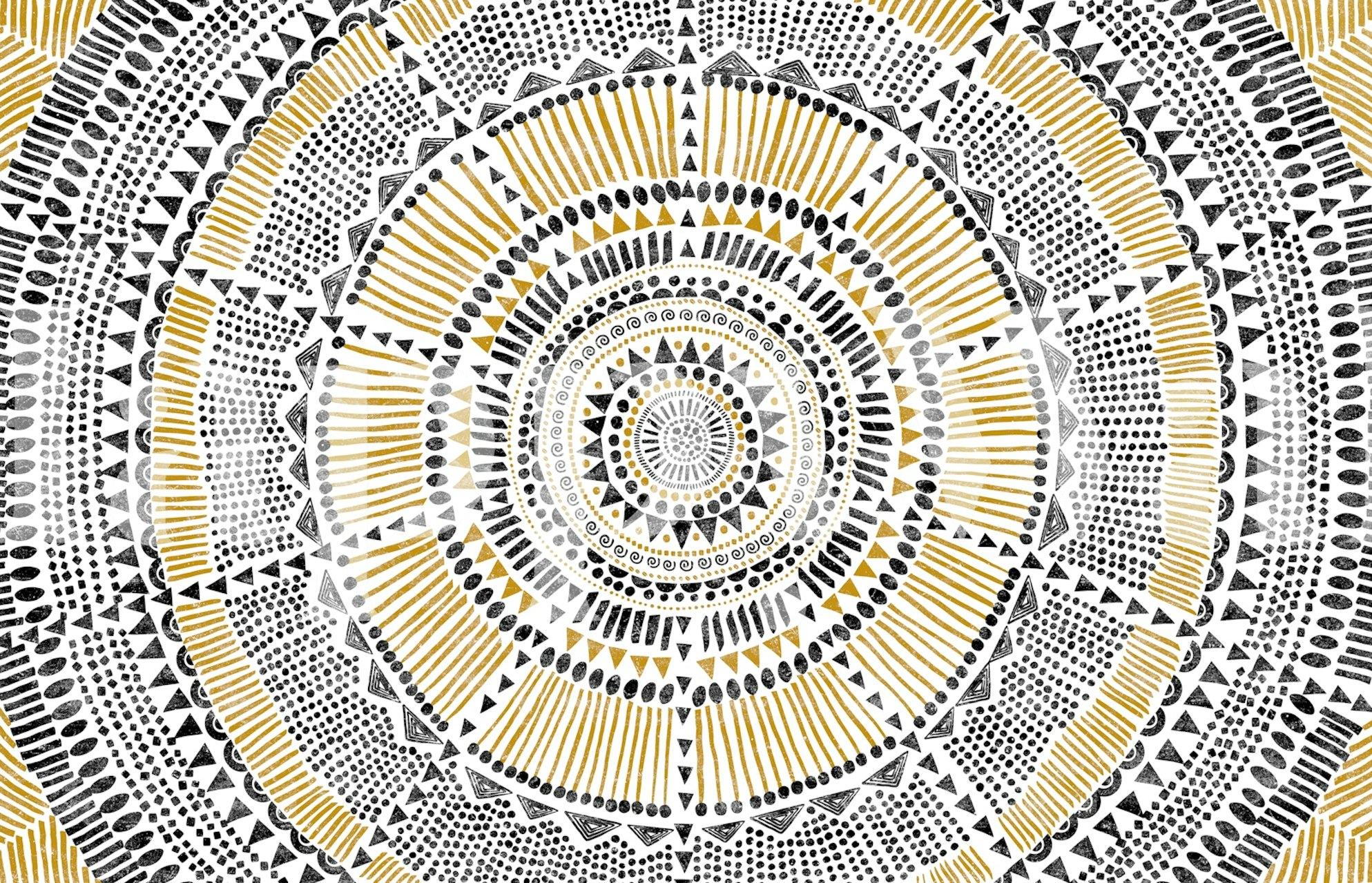 Black and gold tribal pattern circular design wallpaper