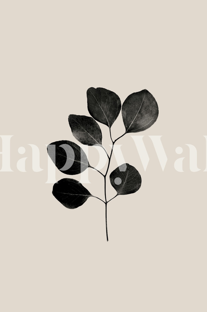 Black leaves on beige background botanical wallpaper