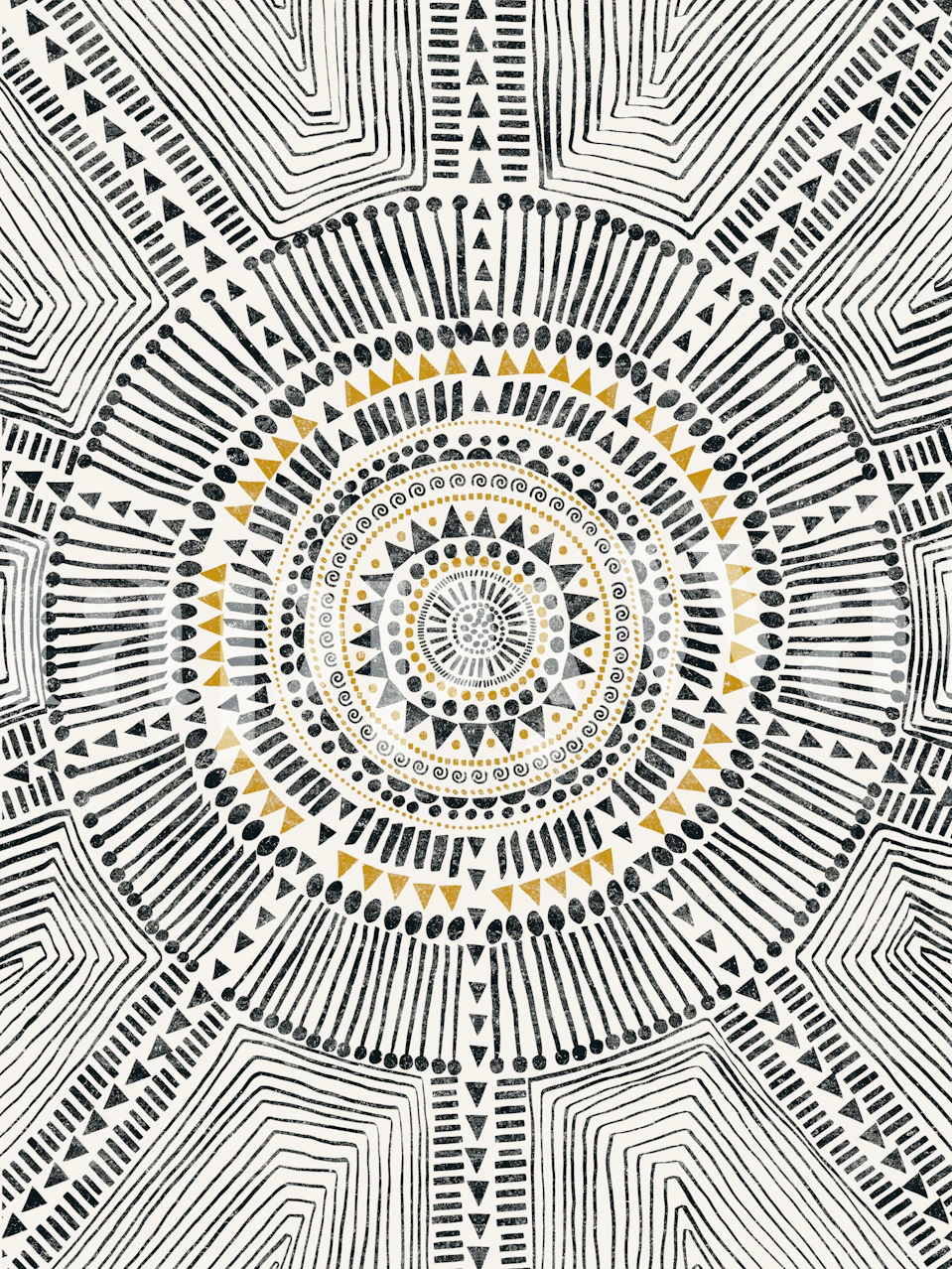 Tribal Sun tapet visad i ett rum